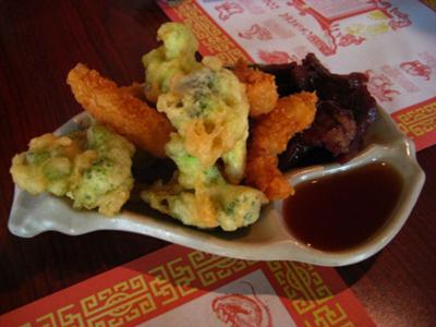 Tempura- broccoli, shrimp, and beef Tempura- broccoli, shrimp, and beef