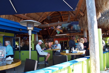 The open air patio at the Dockside Waterfront Grill in Venice, FL