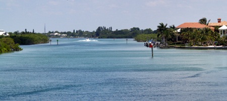 A view looking north on the intracoastal waterway fron Casey Key Florida