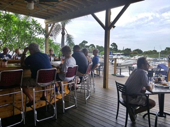 Outdoor bar and deck at the Old Salty Dog
