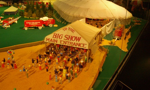 Entry tent to thecircus in the Circus Miniature display at the Ringling Circus Museum