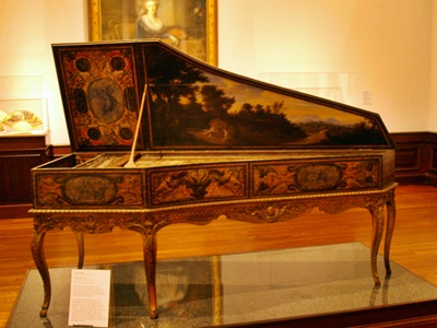 A classical harpsichord on display at the Ringling Art Muesum, Sarasota, Florida