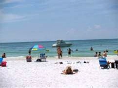 The beach view from the Sandbar Beach Restaurant on Anna Maria Island Florida