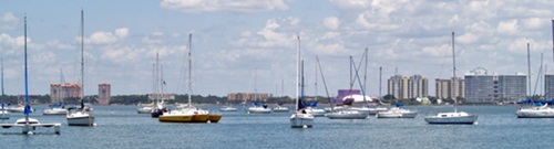 Boats anchored in Sarasota Bay