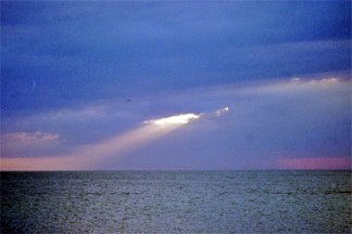 Sunset view at Nokomis Beach from Pops Sunset Grill