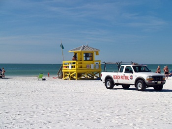 Lifeguard stand at Siesta Beach Florida